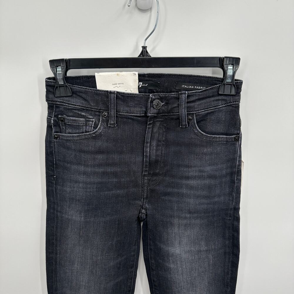 7 FOR ALL MANKIND NWT High Waist Super Skinny Dark Jean in Savage // 24 - Picture 5 of 14